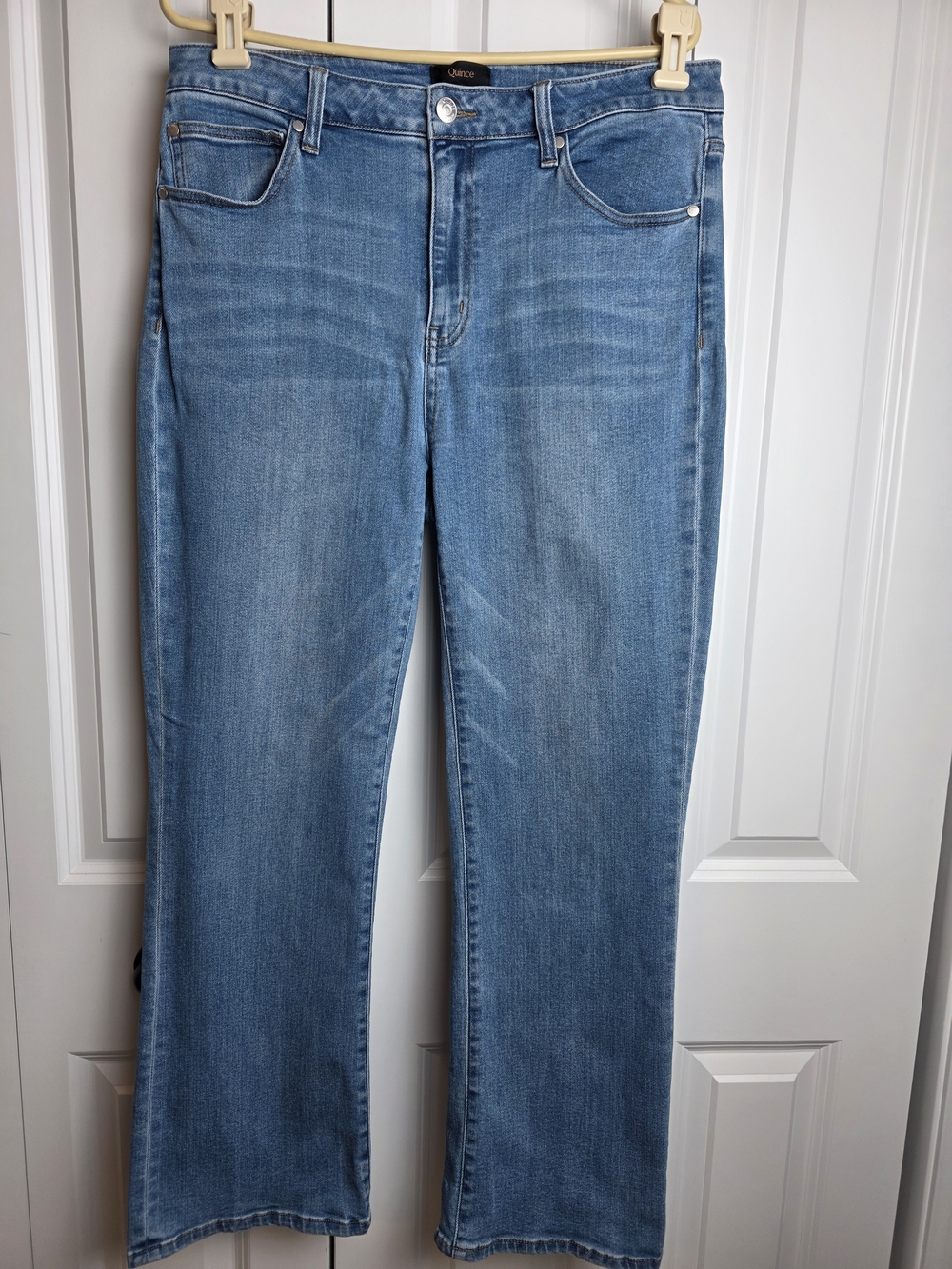 Quince Bella Stretch High Rise Kick Flare Jeans Size 32 Medium Wash - Picture 3 of 16